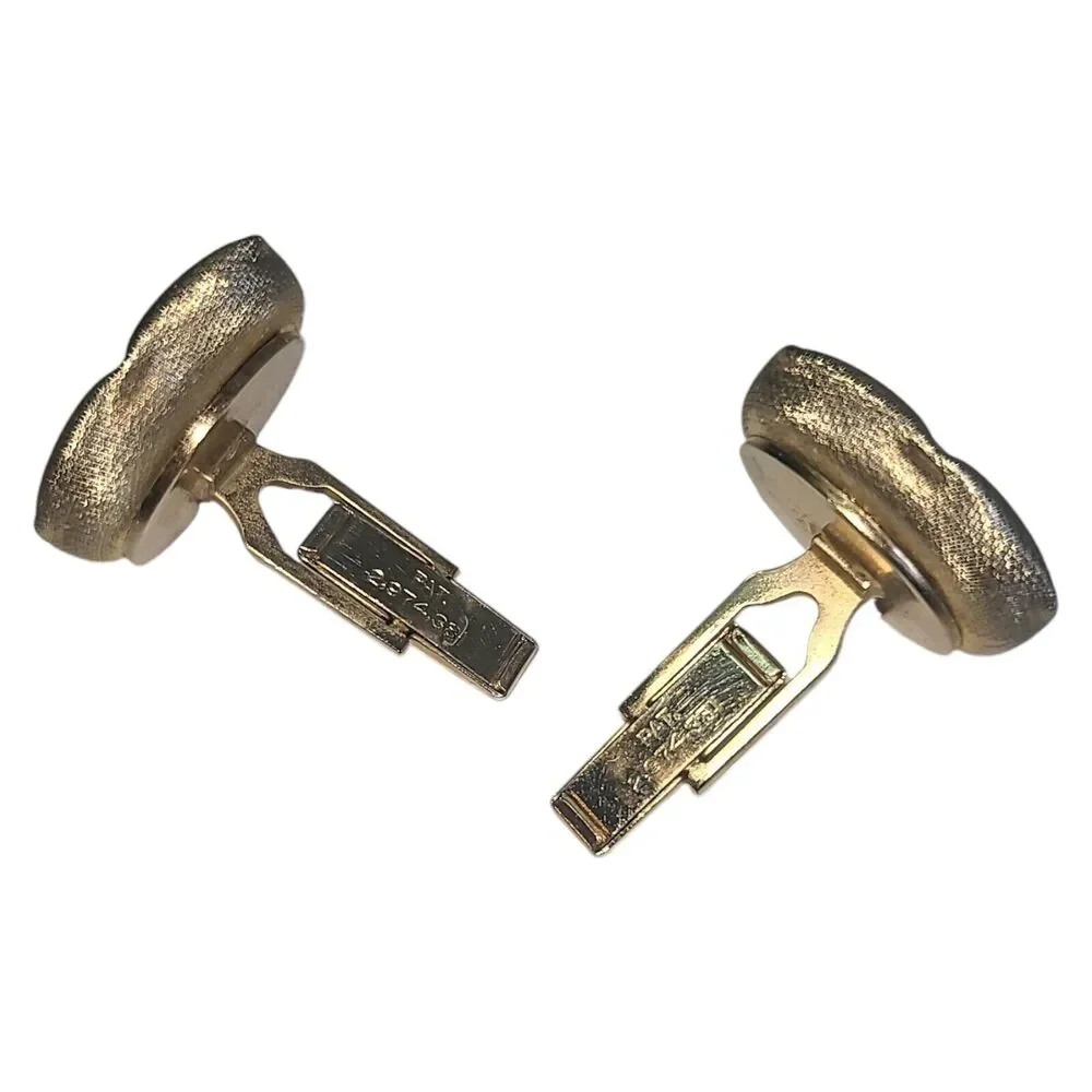 Vintage Gold Tone Pearly‎ Lucite Round Cufflinks